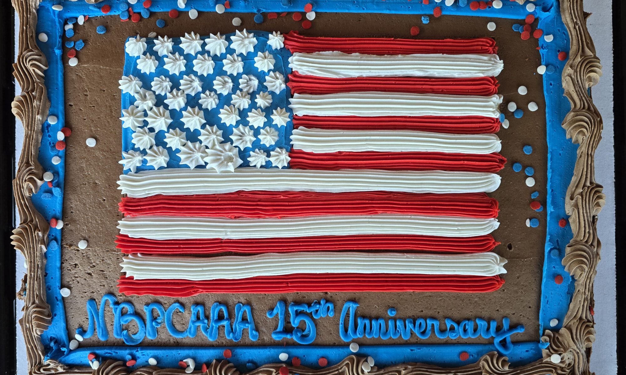 Sheet cake decorated as American flag